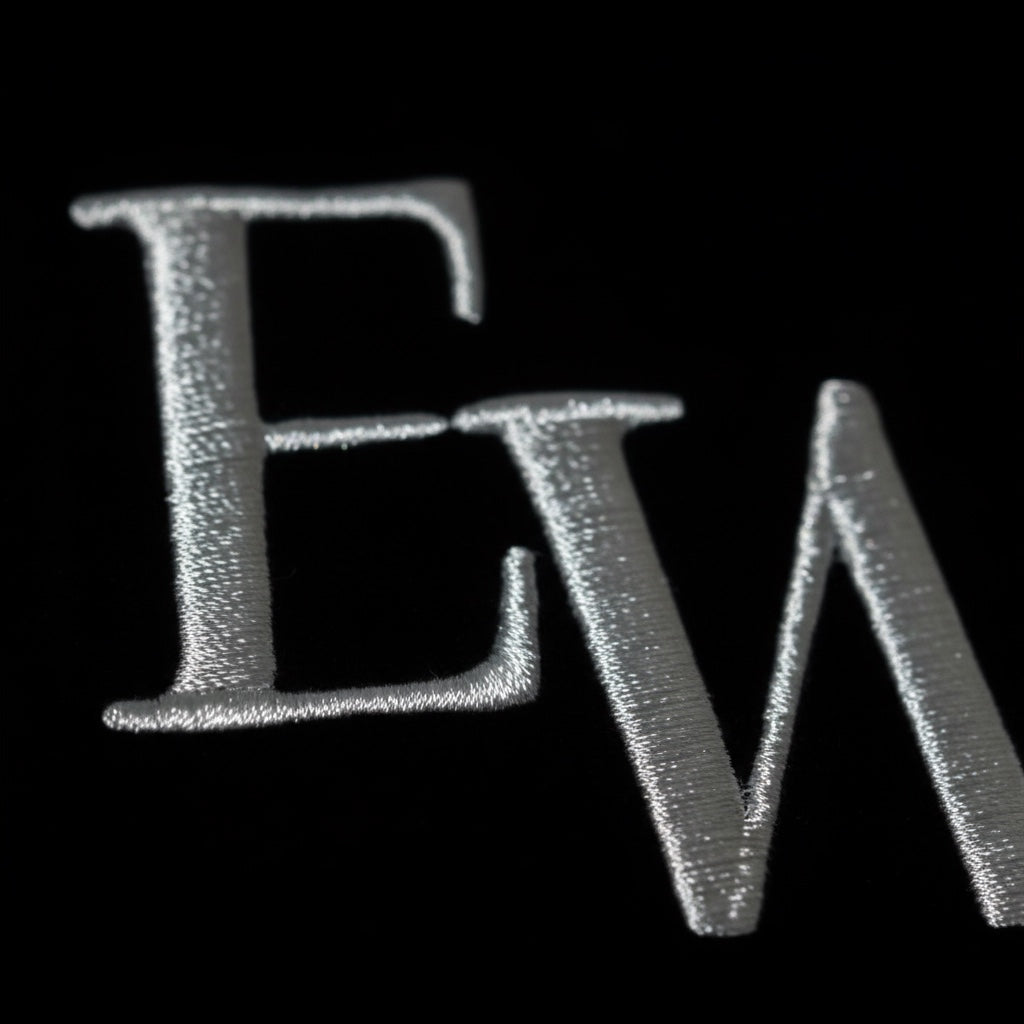 【Esther Wang】 EW Premium Embroidered & Printed Heavyweight Combed Cotton T-Shirt – Black (Unisex)