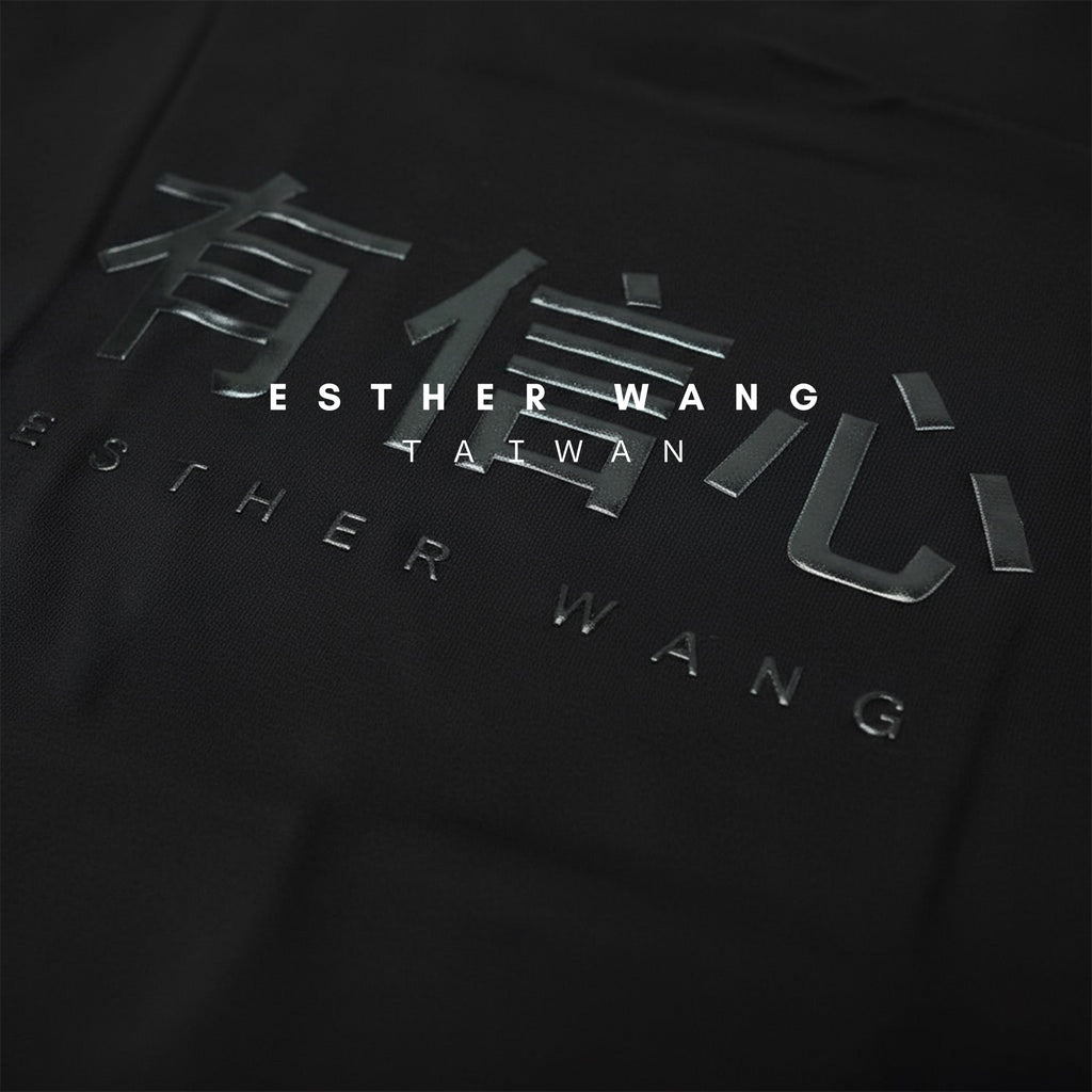 【Esther Wang】 EW Side-Slit Premium Embroidered “Have Faith” Heavyweight Cotton T-Shirt – Black (Unisex)