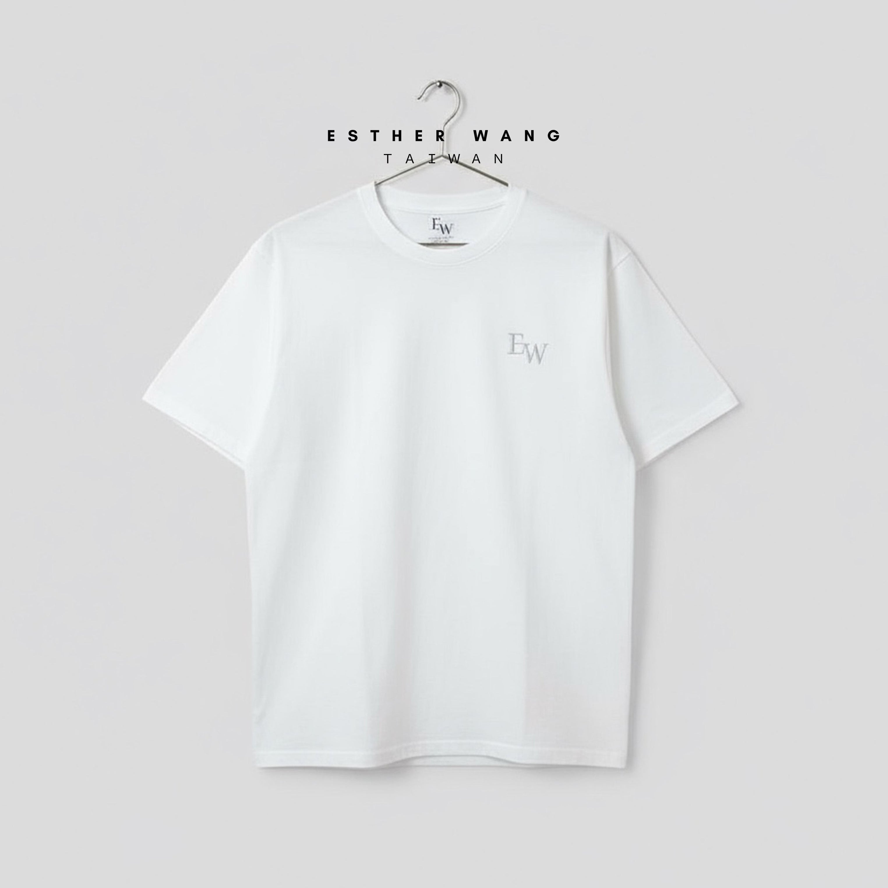 【Esther Wang】 EW Side-Slit Premium Embroidered “Have Faith” Heavyweight Cotton T-Shirt – White (Unisex)