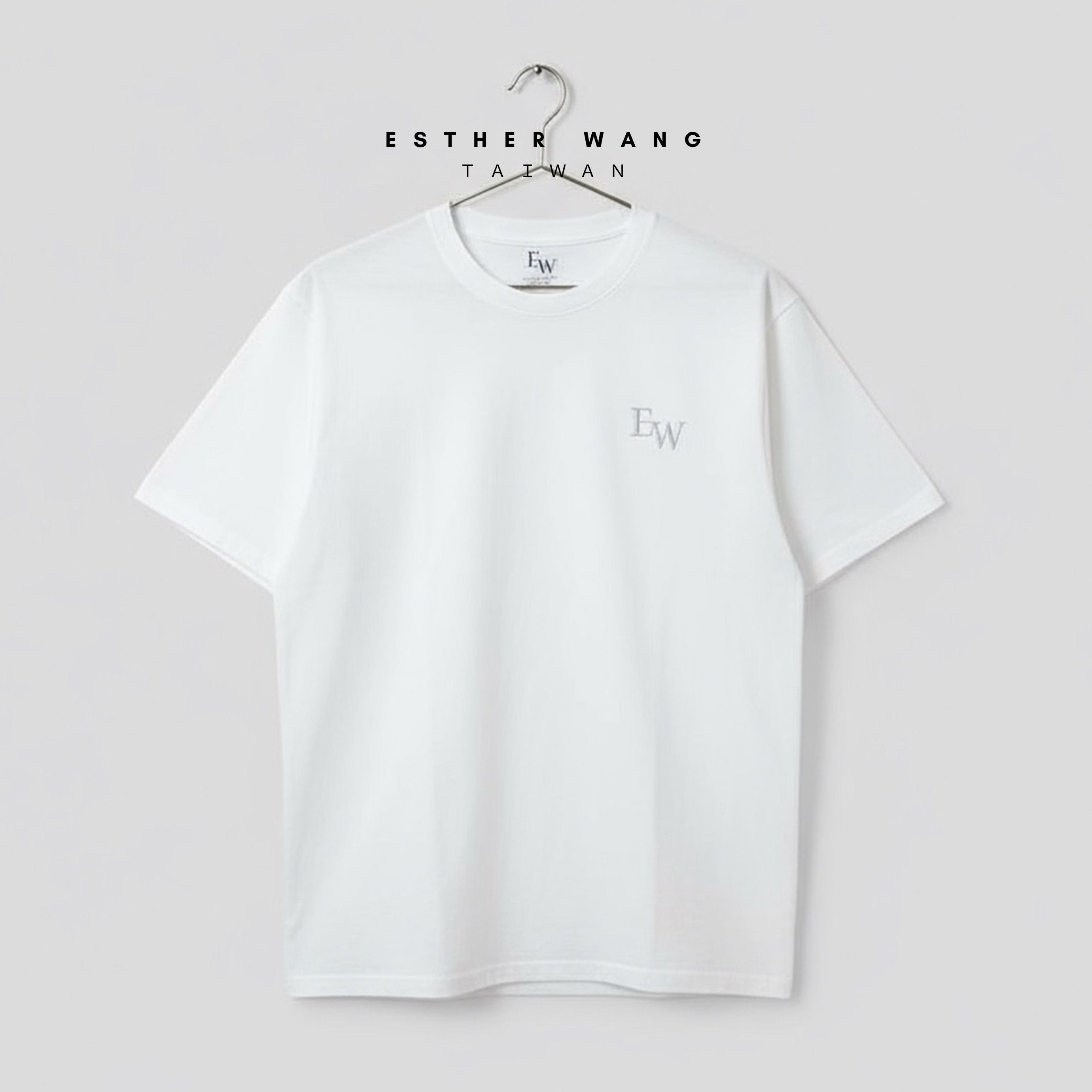 【Esther Wang】 EW Side-Slit Premium Embroidered “Have Faith” Heavyweight Cotton T-Shirt – White (Unisex)