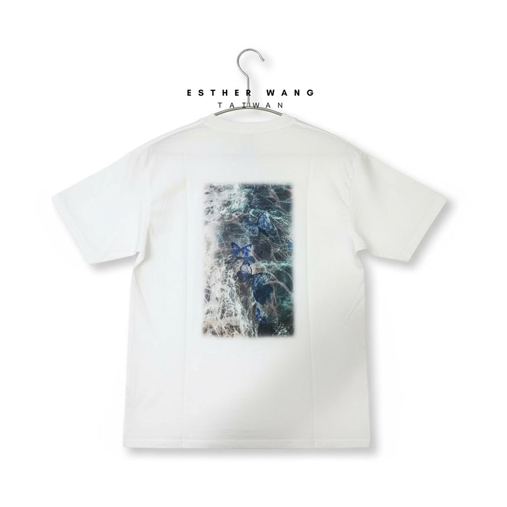 【Esther Wang】EW Premium Embroidered & Printed Heavyweight Combed Cotton T-Shirt – White (Unisex)